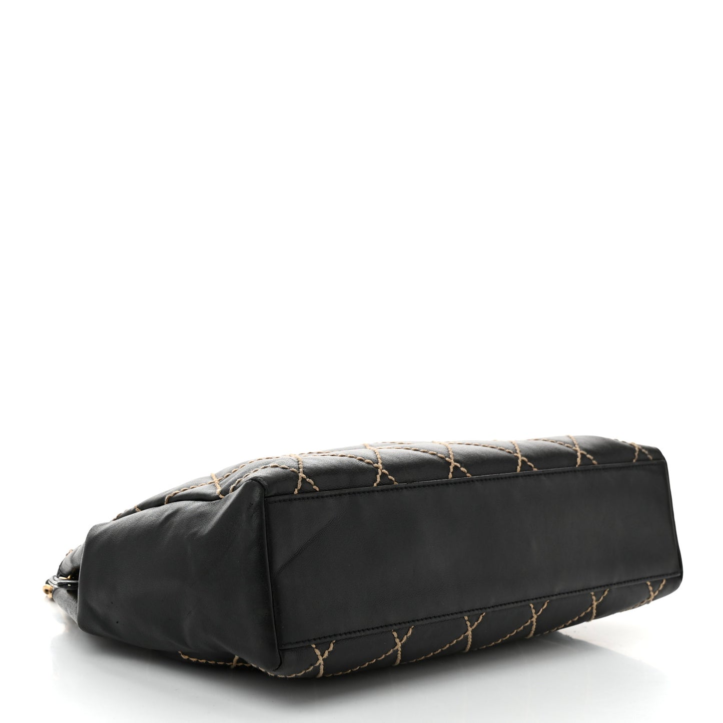 Calfskin Wild Stitch Shoulder Bag Black