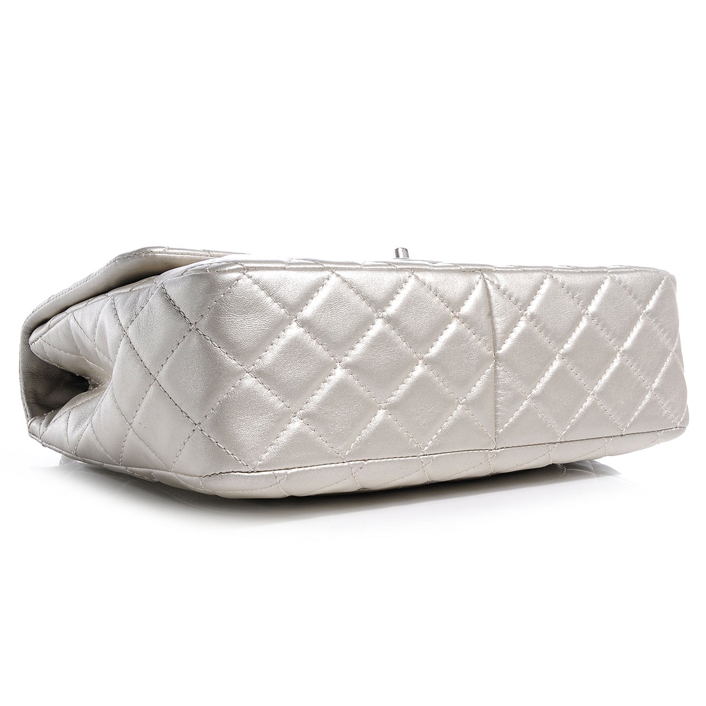Metallic Lambskin Quilted Jumbo Single Flap Light Gold
