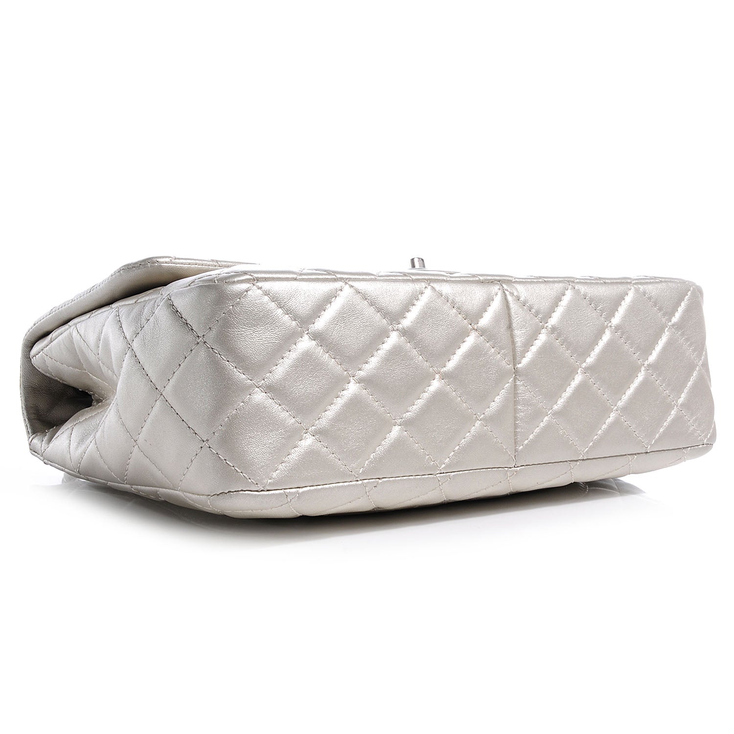 Chanel Metallic Lambskin Quilted Jumbo Single Flap Light Gold 4 of 8