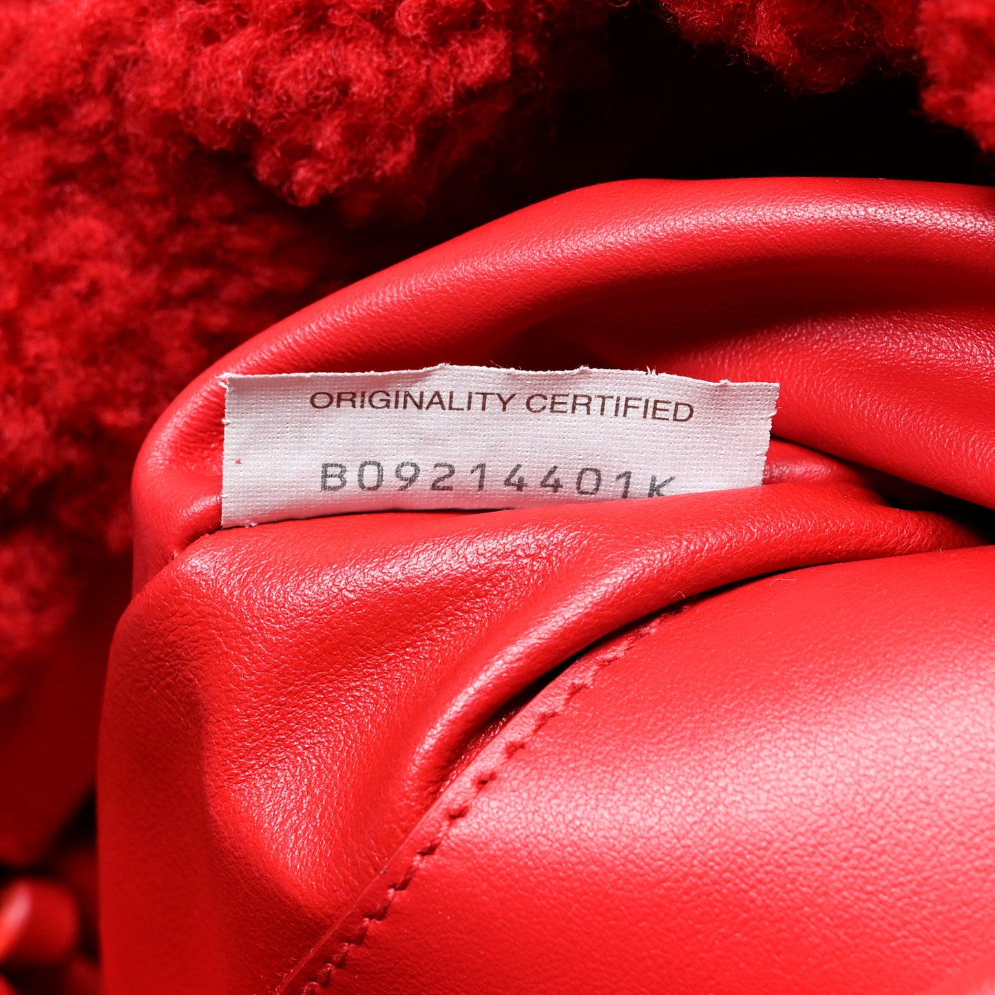 Curly Shearling Nappa The Fringe Pouch Shoulder Bag Scarlet