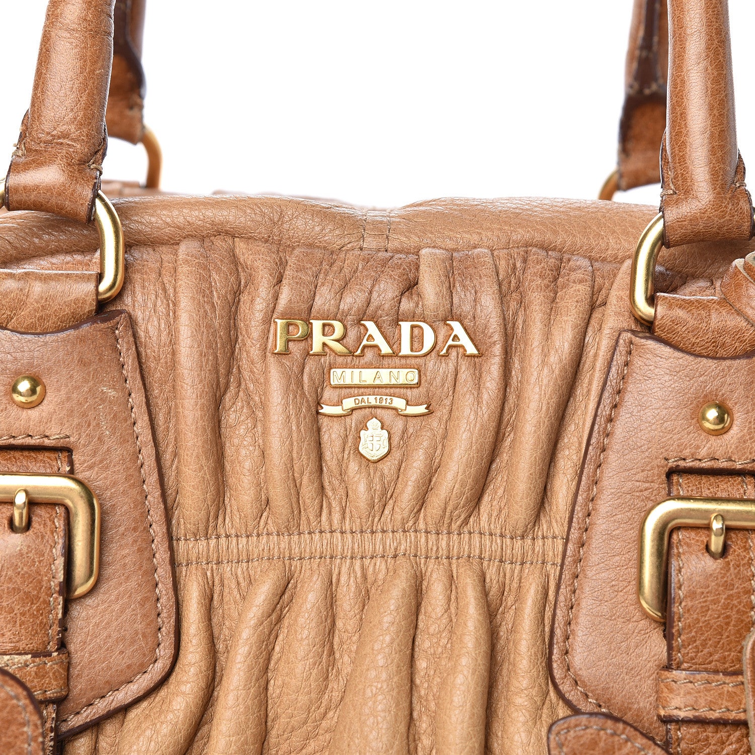 Prada Cervo Deerskin Gaufre Dome Satchel Naturale 9 of 30