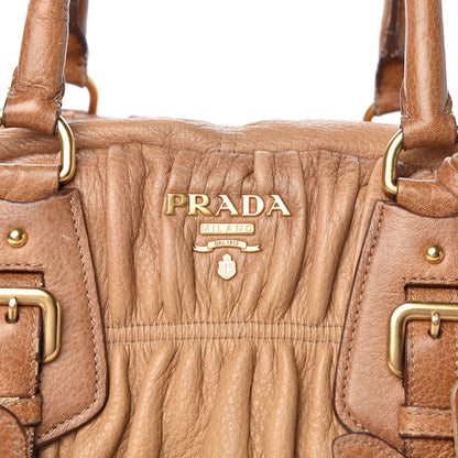 Prada Cervo Deerskin Gaufre Dome Satchel Naturale 9 of 30