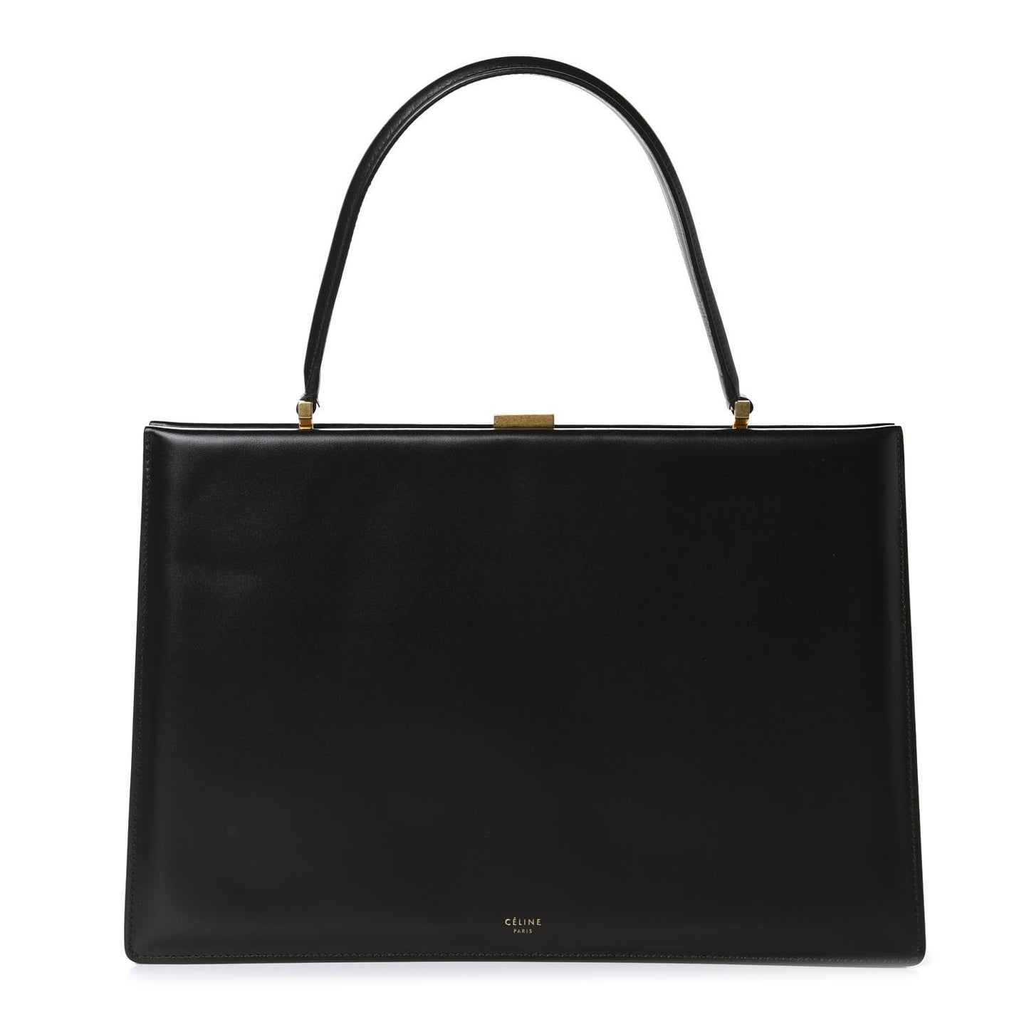 Box Calfskin Medium Clasp Bag Black