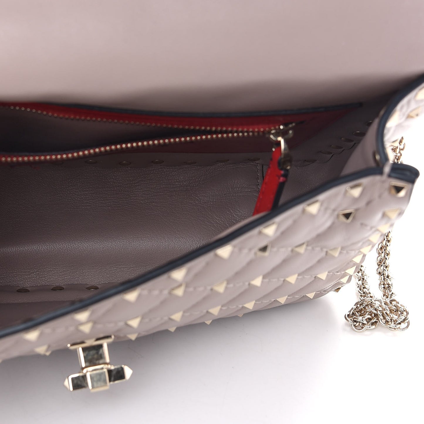 Lambskin Medium Rockstud Spike Shoulder Bag Poudre