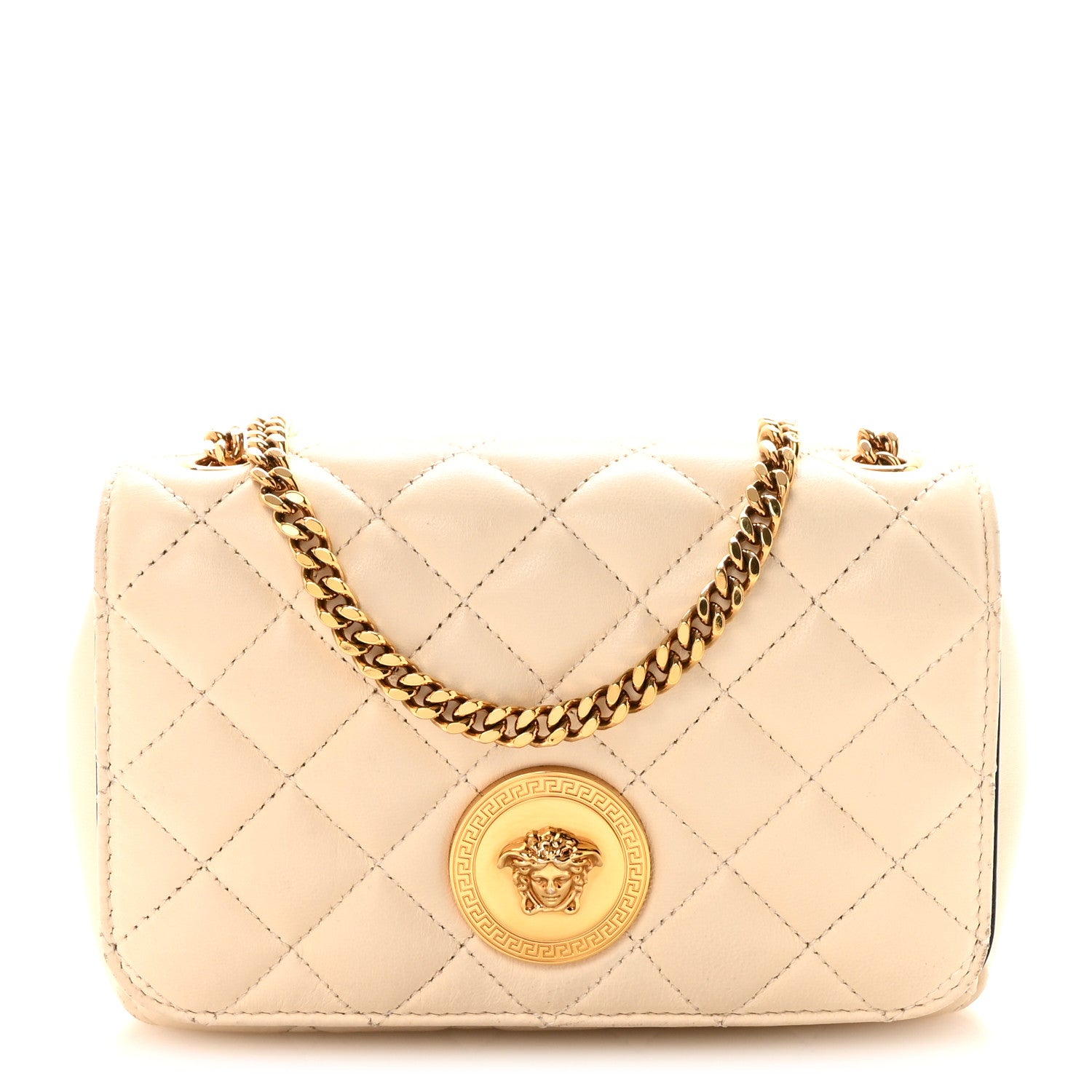 Versace Nappa Quilted Small Medusa Chain Crossbody White 1 of 9