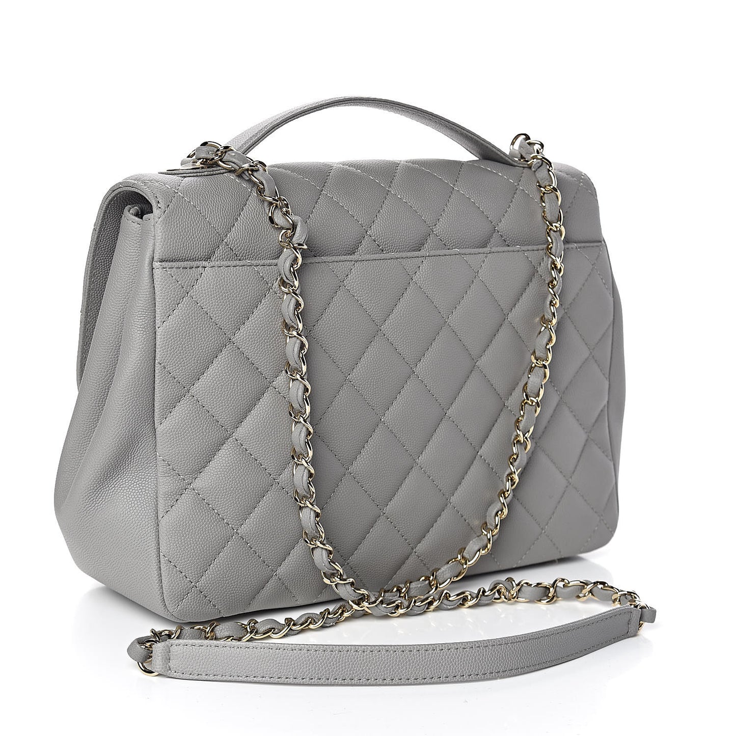Caviar Quilted Large Business Affinity Flap Grey