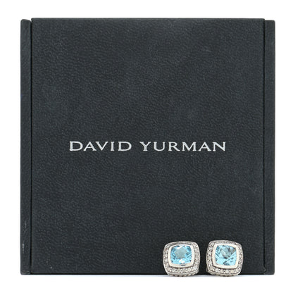 David Yurman Sterling Silver Diamond Blue Topaz 7mm Petite Albion Earrings 6 of 6