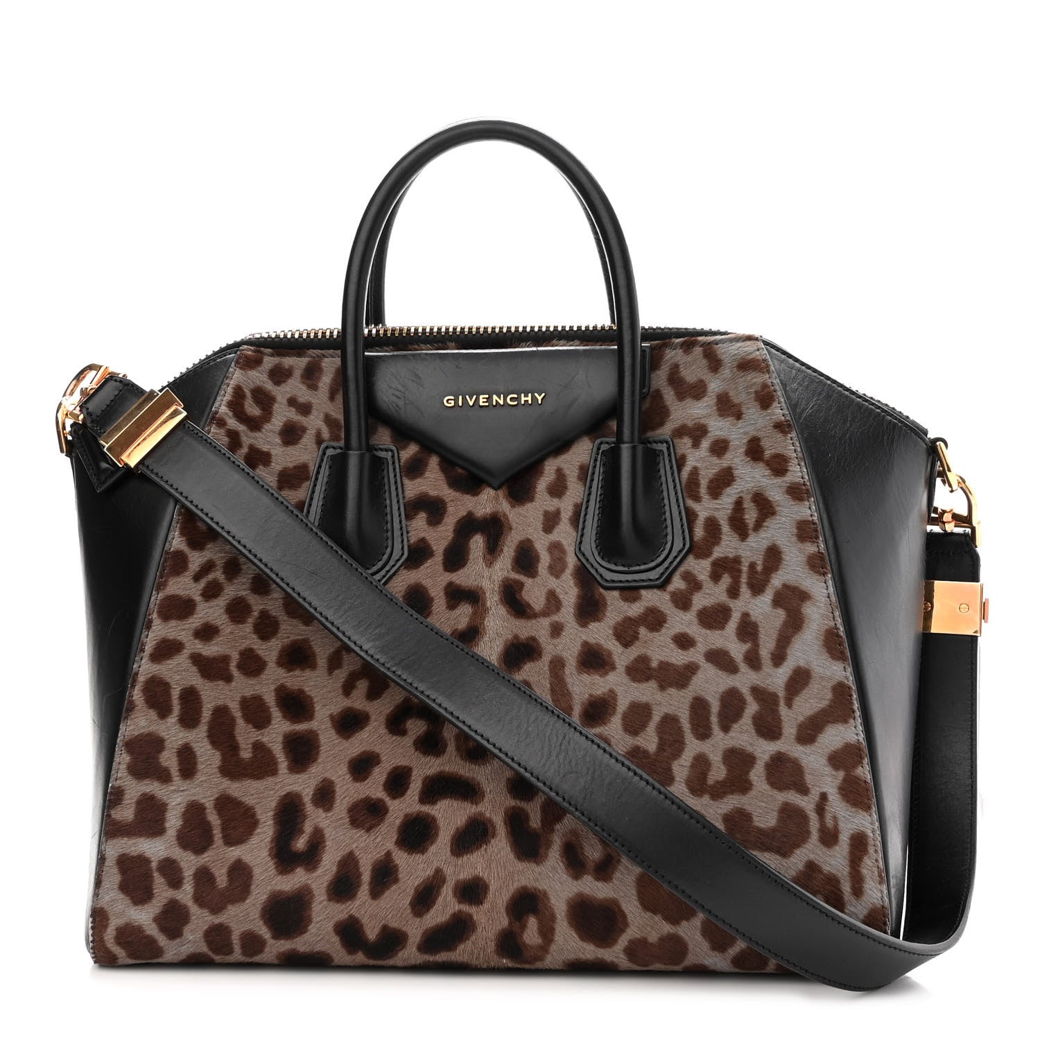 Givenchy Pony Hair Smooth Calfskin Leopard Print Antigona Black 1 of 13