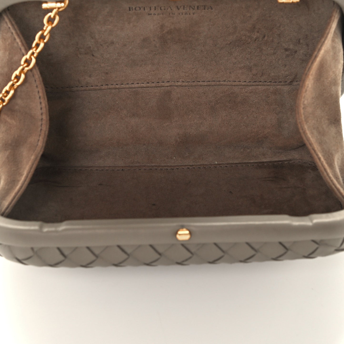 Nappa Intrecciato Chain Knot Clutch Steel