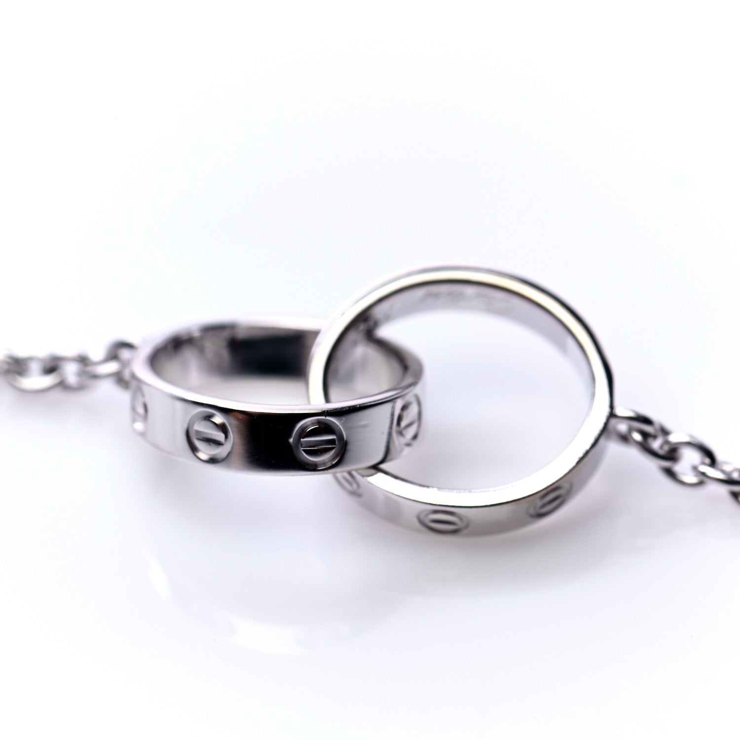 Cartier 18K White Gold Interlocking LOVE Necklace 4 of 8