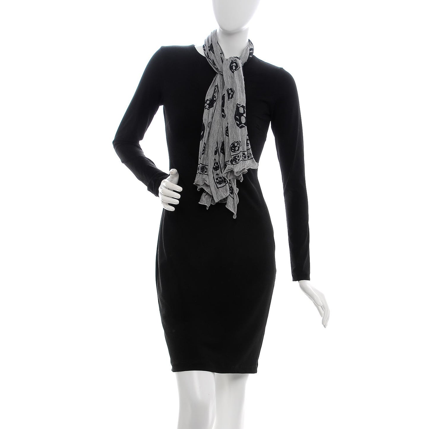 Modal Skull Scarf Grey Black
