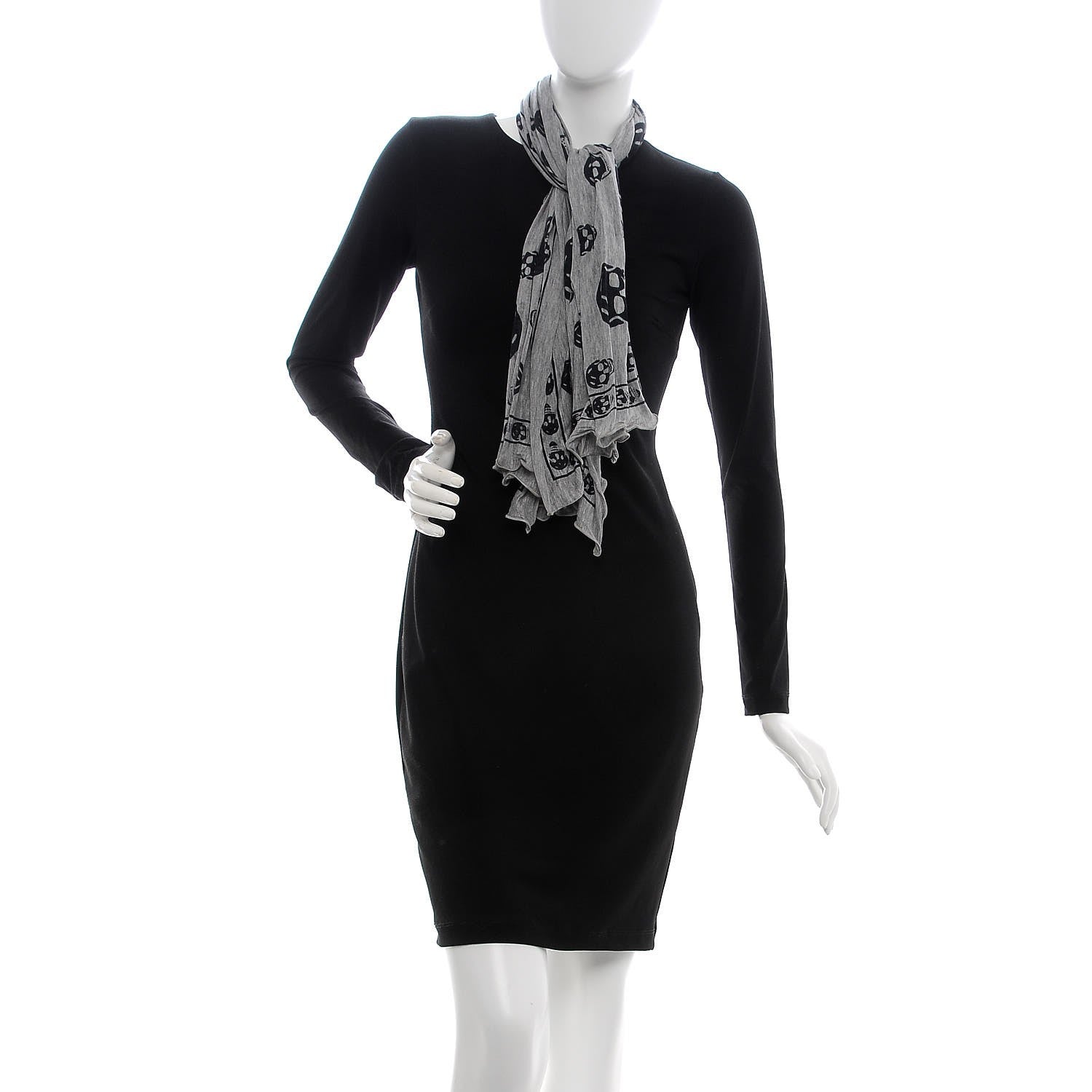 Alexander McQueen Modal Skull Scarf Grey Black 2 of 4