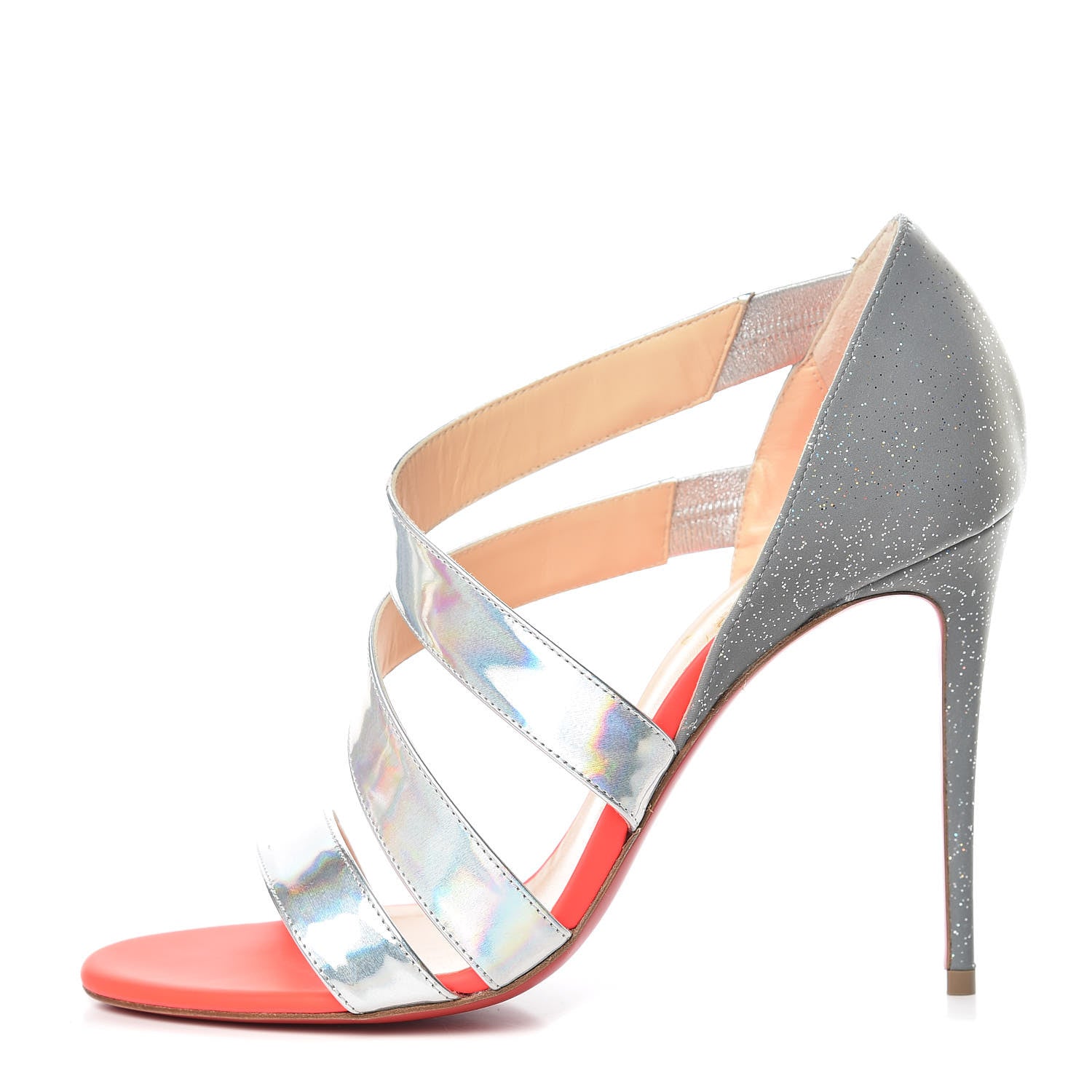 Christian Louboutin Specchio Tissu Reflex World Copine 100 Sandals 38 Multicolor 1 of 9