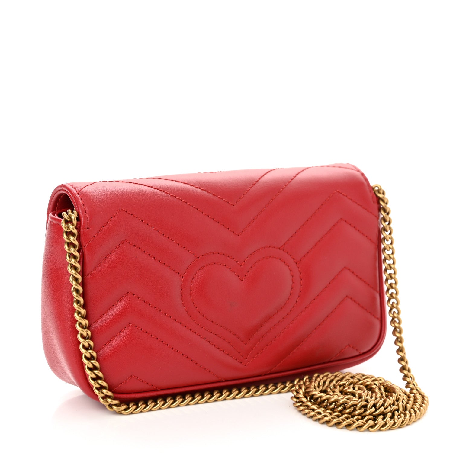 Gucci Calfskin Matelasse Super Mini GG Marmont Shoulder Bag Hibiscus Red 3 of 10