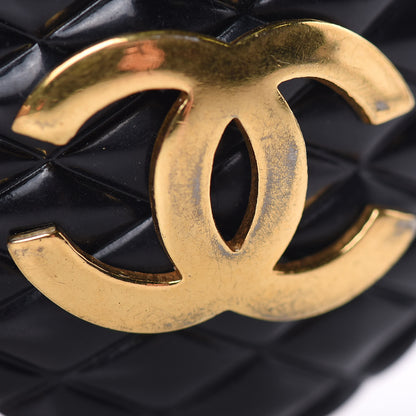 Chanel Enamel Quilted CC Clip On Earrings Black Gold 5 of 5
