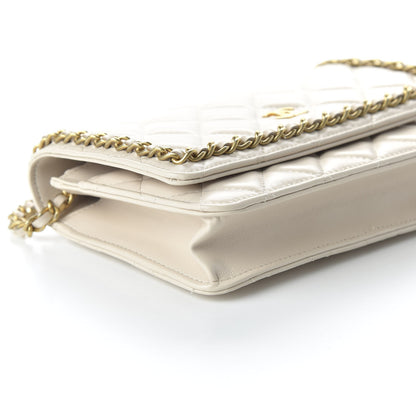 Chanel Lambskin Quilted Chain Around Wallet On Chain WOC White 6 of 10
