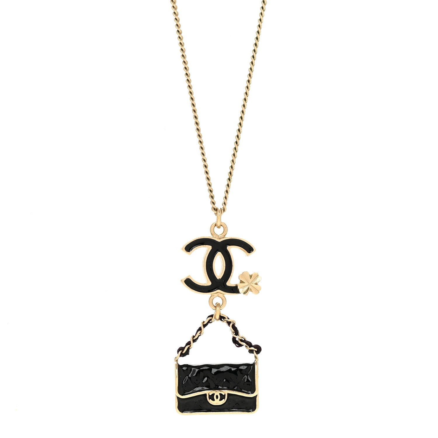 Chanel Enamel Charming Chic Classic Flap CC Charm Necklace Black 4 of 6