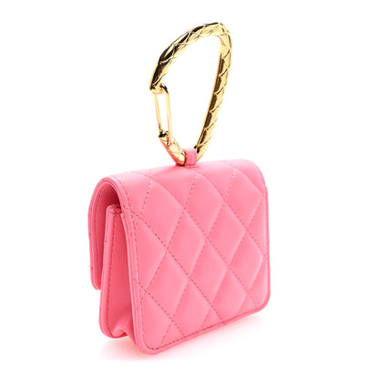 Chanel Lambskin Quilted CC Hook Card Holder Pink 3 of 9