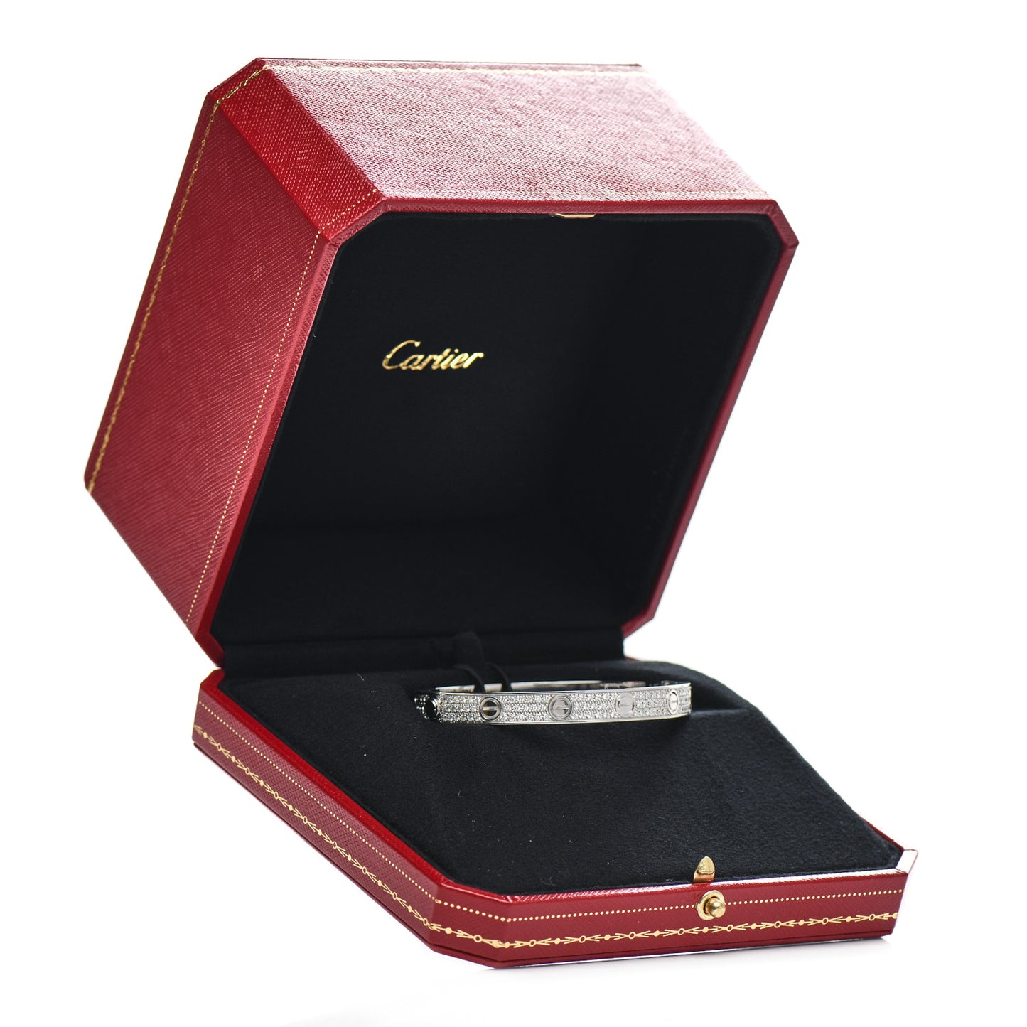 18K White Gold Diamond LOVE Paved Bracelet 17