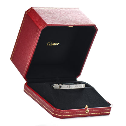 Cartier 18K White Gold Diamond LOVE Paved Bracelet 17 4 of 4