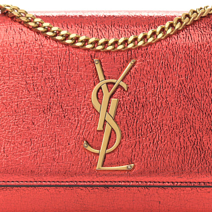 Saint Laurent Metallic Calfskin Small Classic Monogram Kate Satchel Red 7 of 9