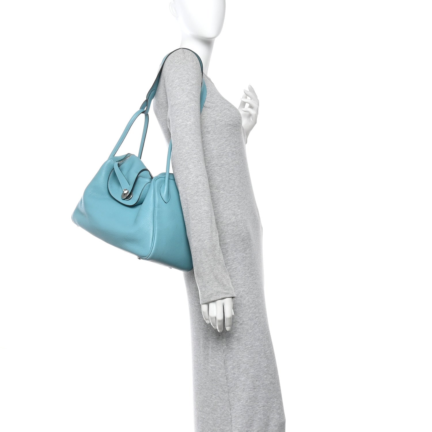 Hermes Taurillon Clemence Lindy 34 Bleu Atoll 2 of 10