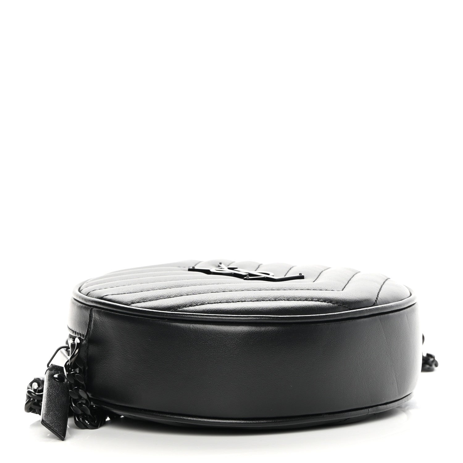 Saint Laurent Calfskin Matelasse Chevron Round Vinyle Camera Bag Black 4 of 11