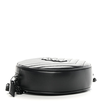 Saint Laurent Calfskin Matelasse Chevron Round Vinyle Camera Bag Black 4 of 11