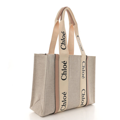 Chloe Cotton Calfskin Medium Woody Ribbon Tote Biscotti Beige 3 of 11