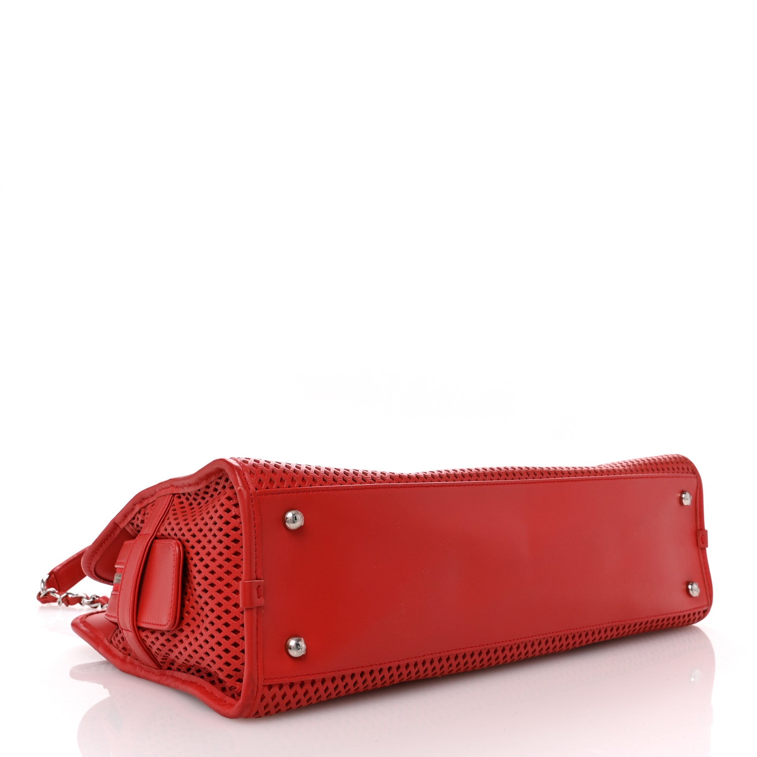 Chanel Calfskin Perforated Up In The Air East West Tote Red 4 of 13