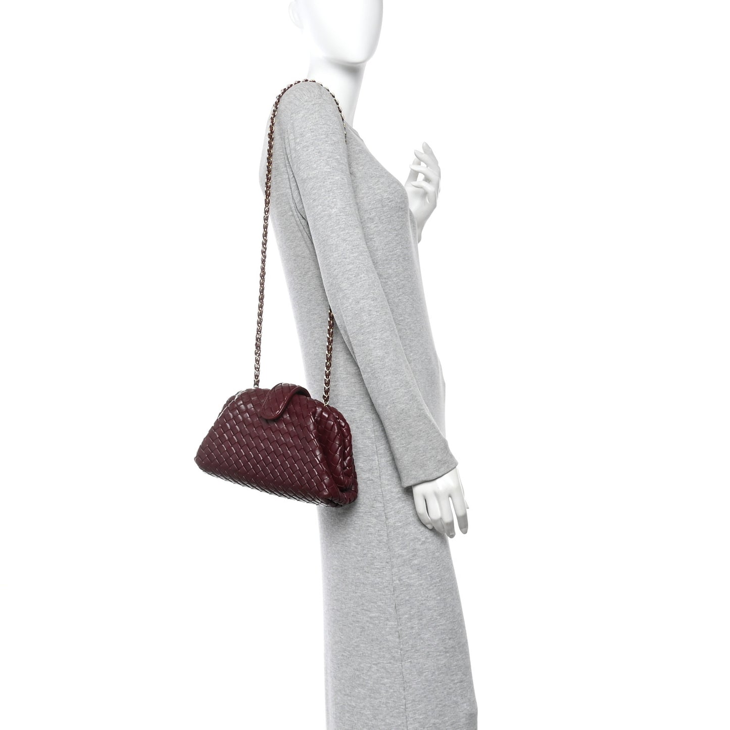 Nappa Intrecciato Small The Lauren 1980 Clutch With Chain Barolo