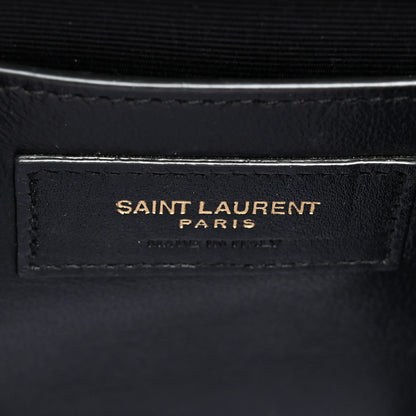Saint Laurent Suede Mixed Matelasse Triquilt Medium Monogram Satchel  Black 6 of 10