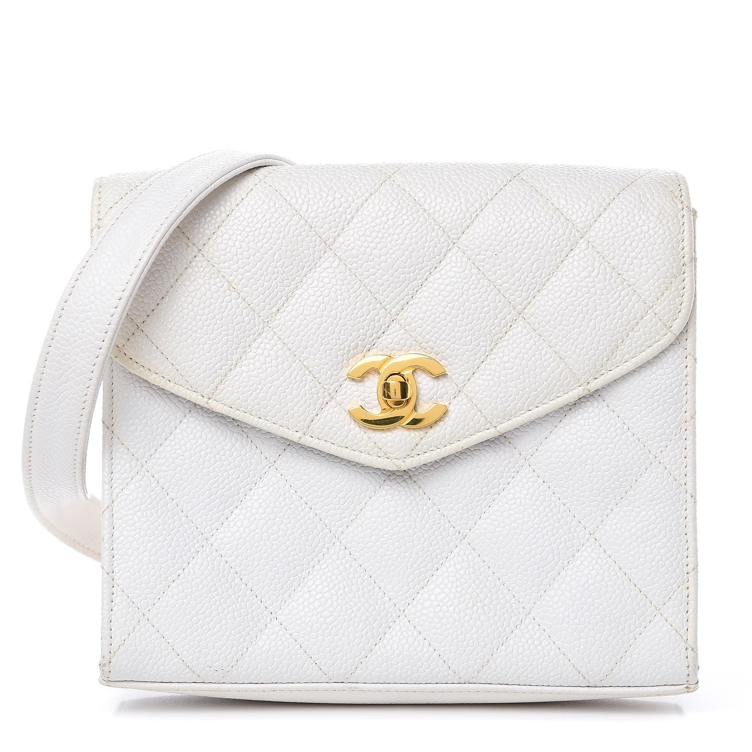 Chanel Caviar Quilted Single Flap Shoulder Bag White 1 of 16