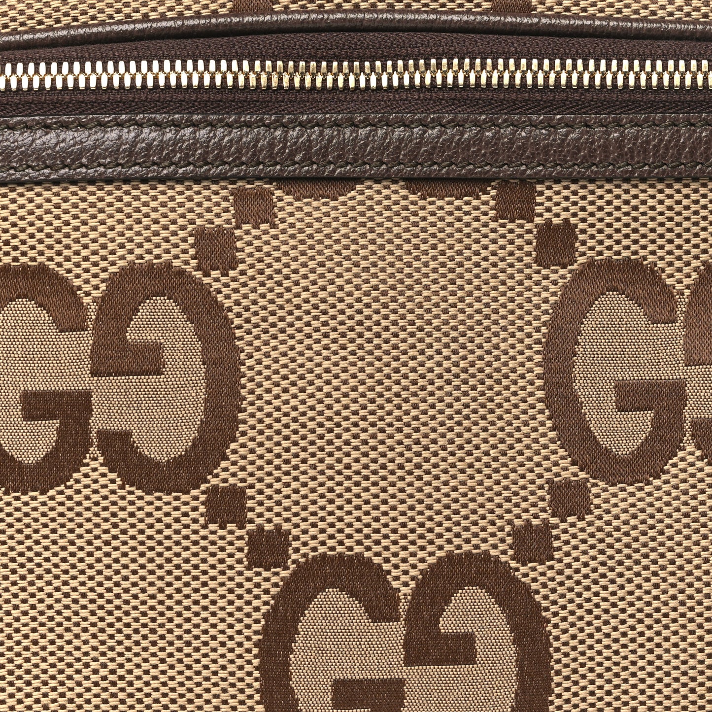 Monogram Jumbo GG Textured Dollar Calfskin Web Belt Bag Camel Ebony New Acero