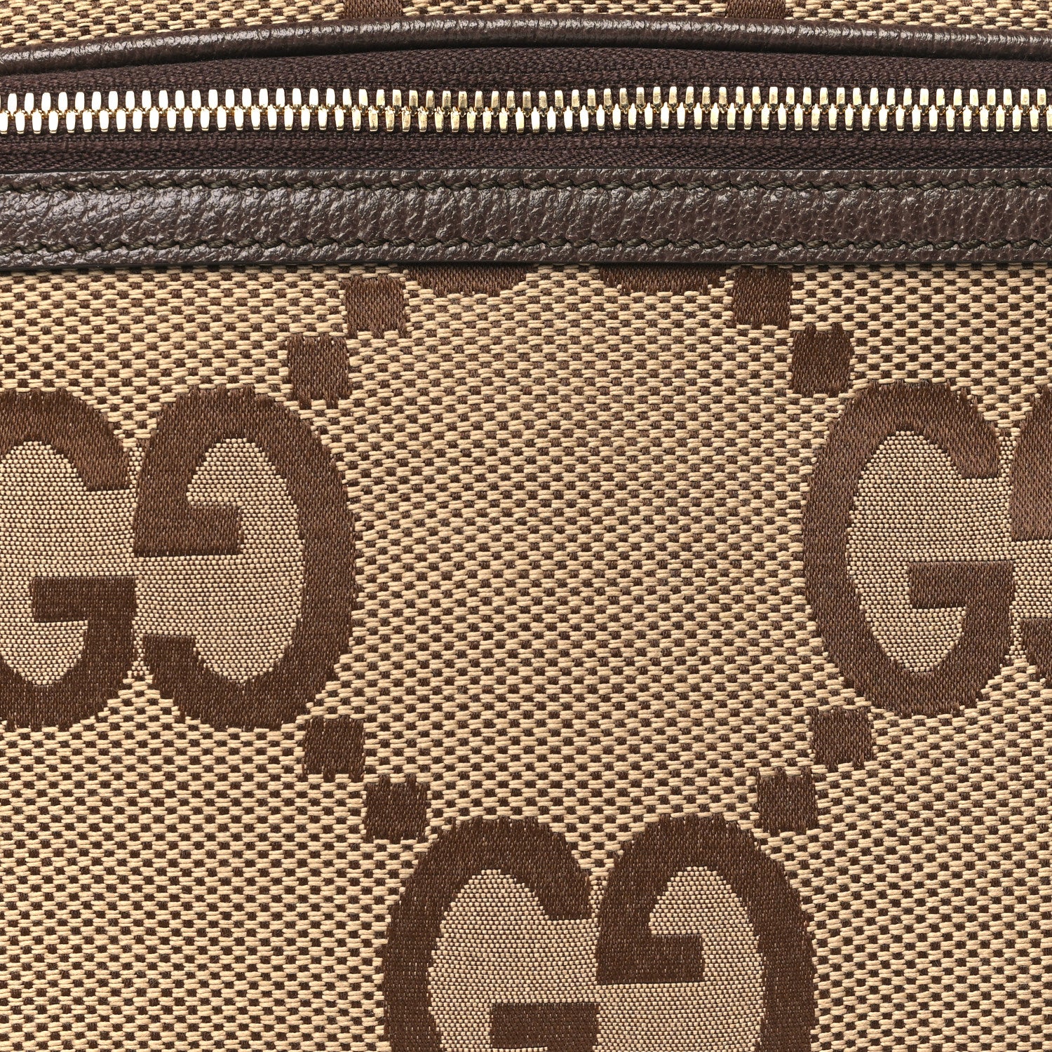 Gucci Monogram Jumbo GG Textured Dollar Calfskin Web Belt Bag Camel Ebony New Acero 8 of 10
