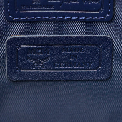MCM Nylon Monogram Calfskin Tote Navy 7 of 12