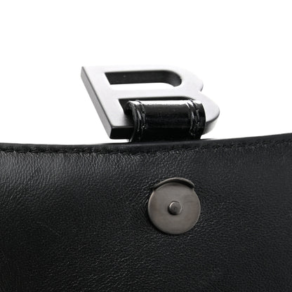 Balenciaga Shiny Calfskin Monochrome Crocodile Embossed Small Hourglass Top Handle Bag Black 11 of 11