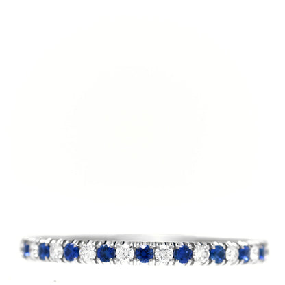Cartier Platinum Diamond Blue Sapphire 2mm Etincelle de Cartier Wedding Band Ring 55 7.25 3 of 5