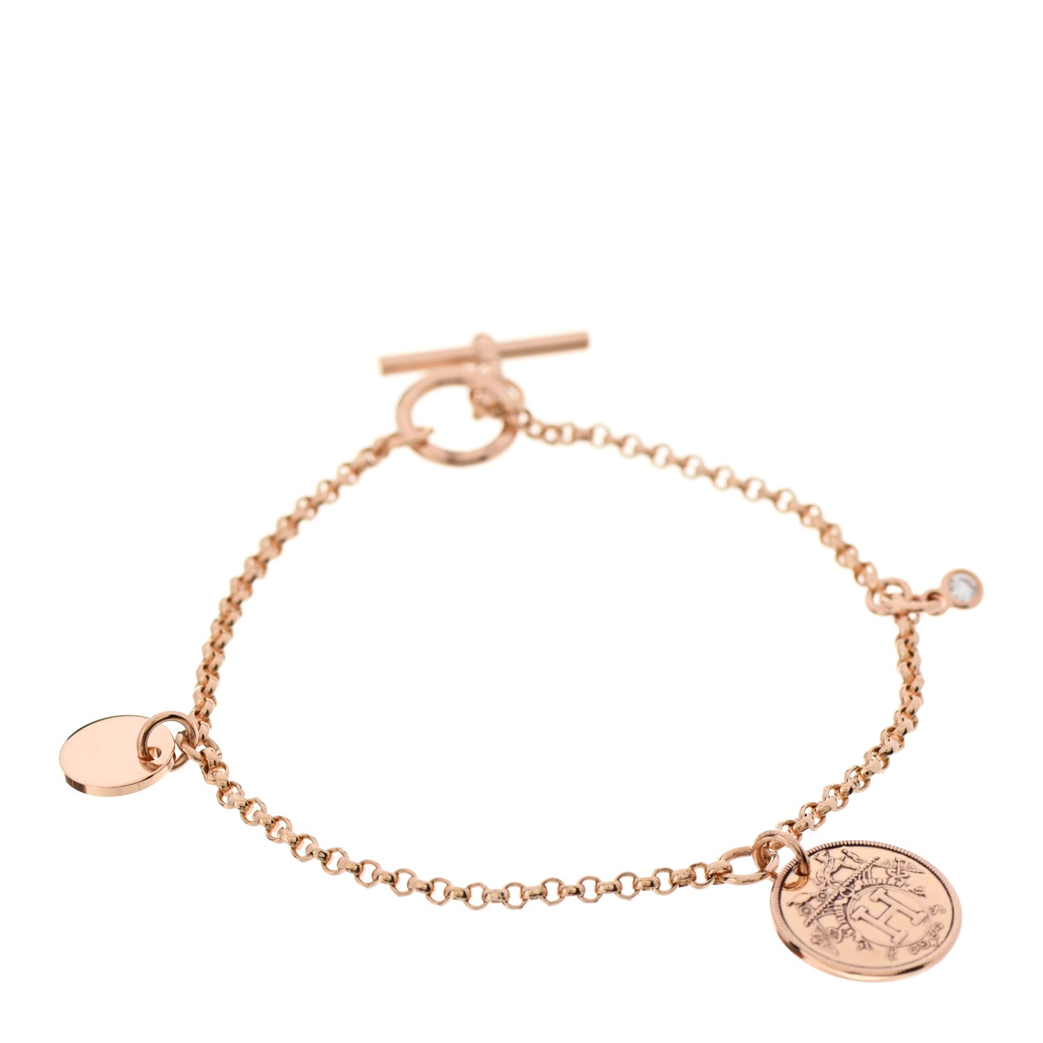 Hermes 18K Rose Gold Diamond PM Ex-Libris Bracelet ST 1 of 5