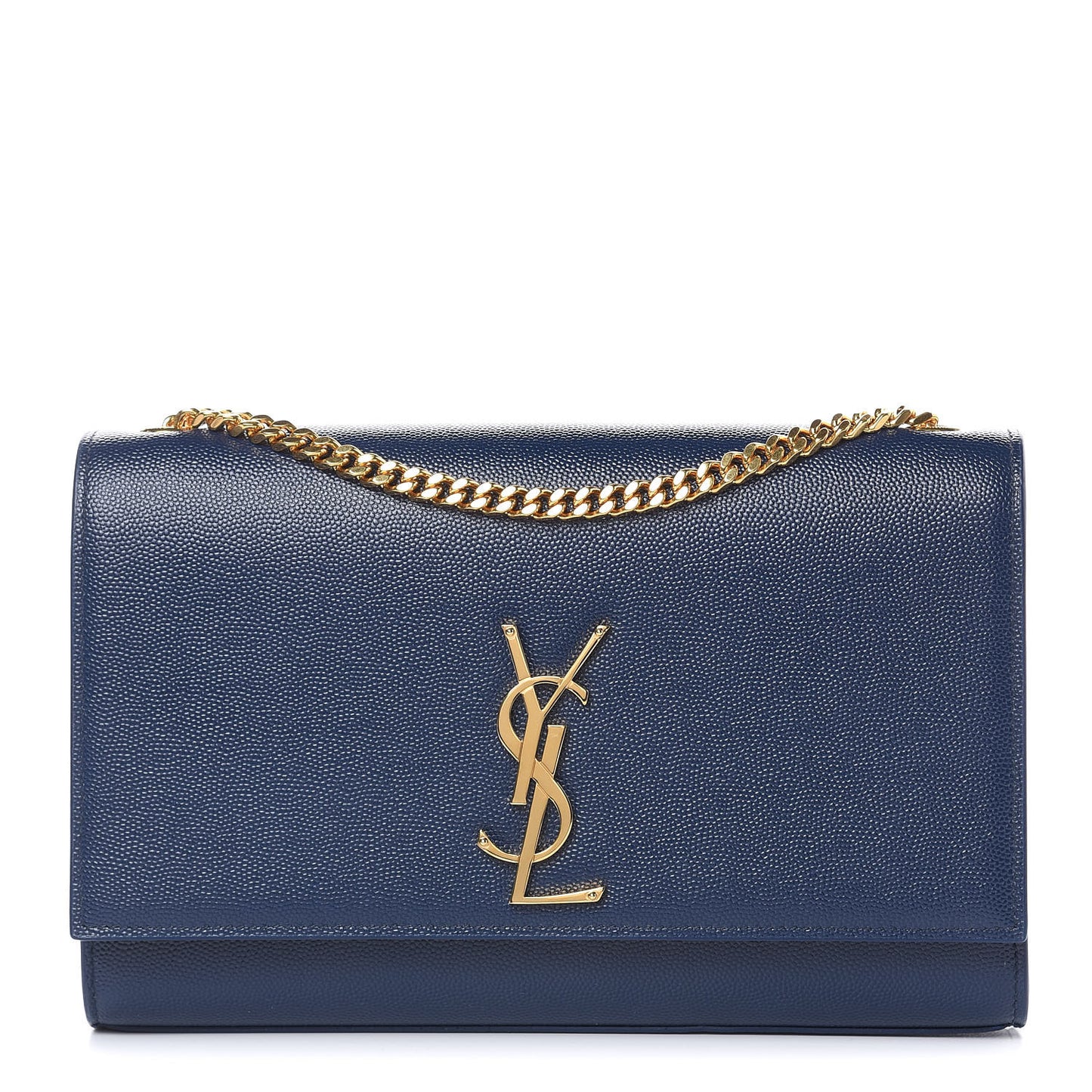 Grain De Poudre Medium Classic Monogram Kate Satchel Denim Blue