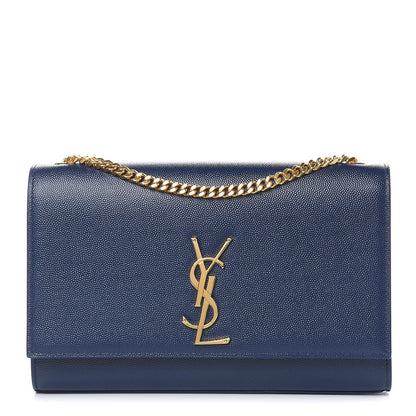 Saint Laurent Grain De Poudre Medium Classic Monogram Kate Satchel Denim Blue 1 of 10