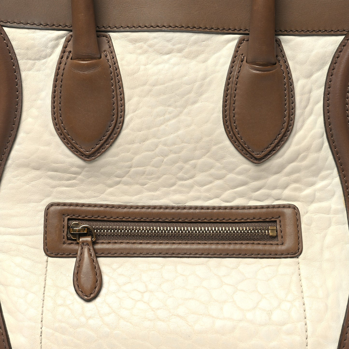 Smooth Calfskin Shrunken Lambskin Mini Tri-Color Luggage Chalk