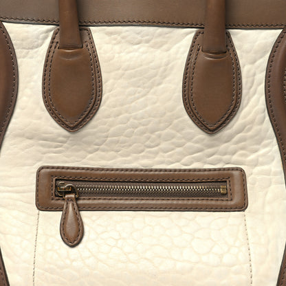 Celine Smooth Calfskin Shrunken Lambskin Mini Tri-Color Luggage Chalk 8 of 16