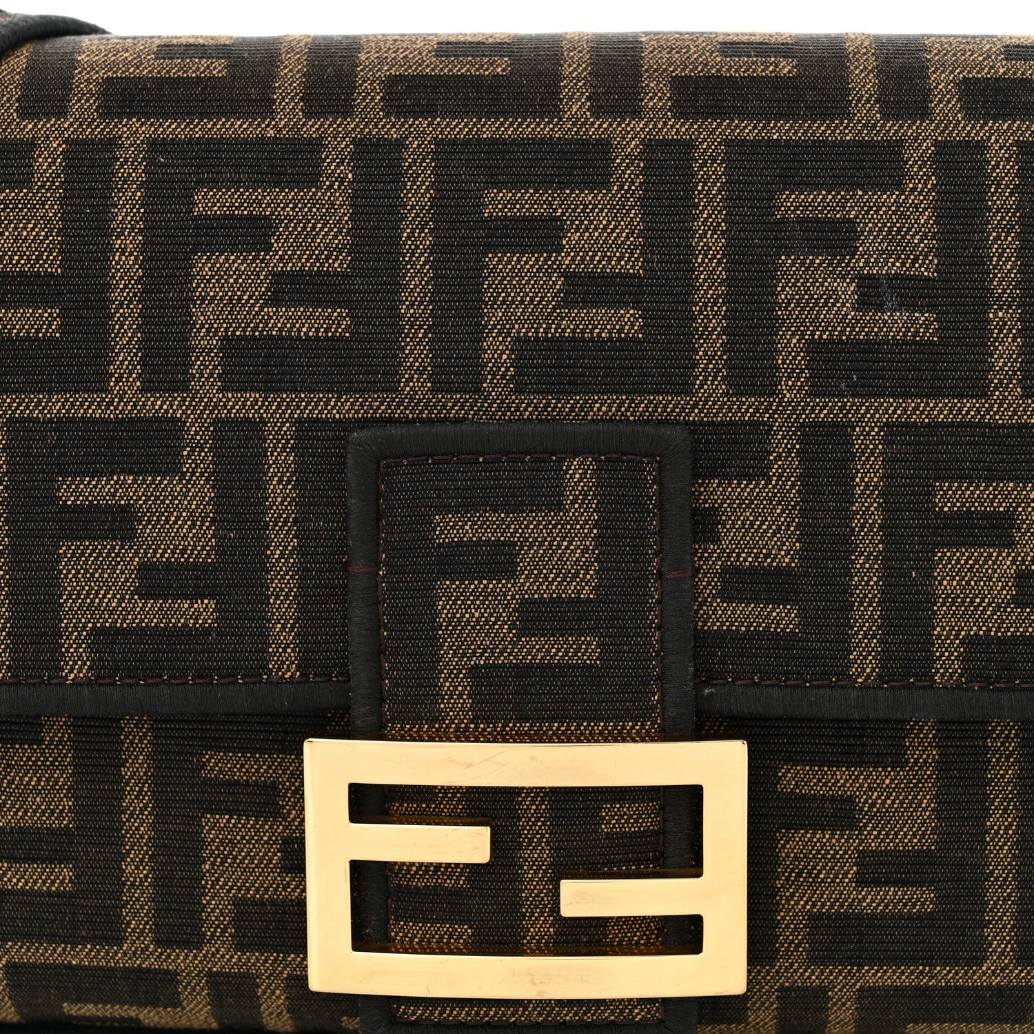 Fendi Fabric Jacquard FF 1974 Medium Baguette Tobacco Moro Black 8 of 10