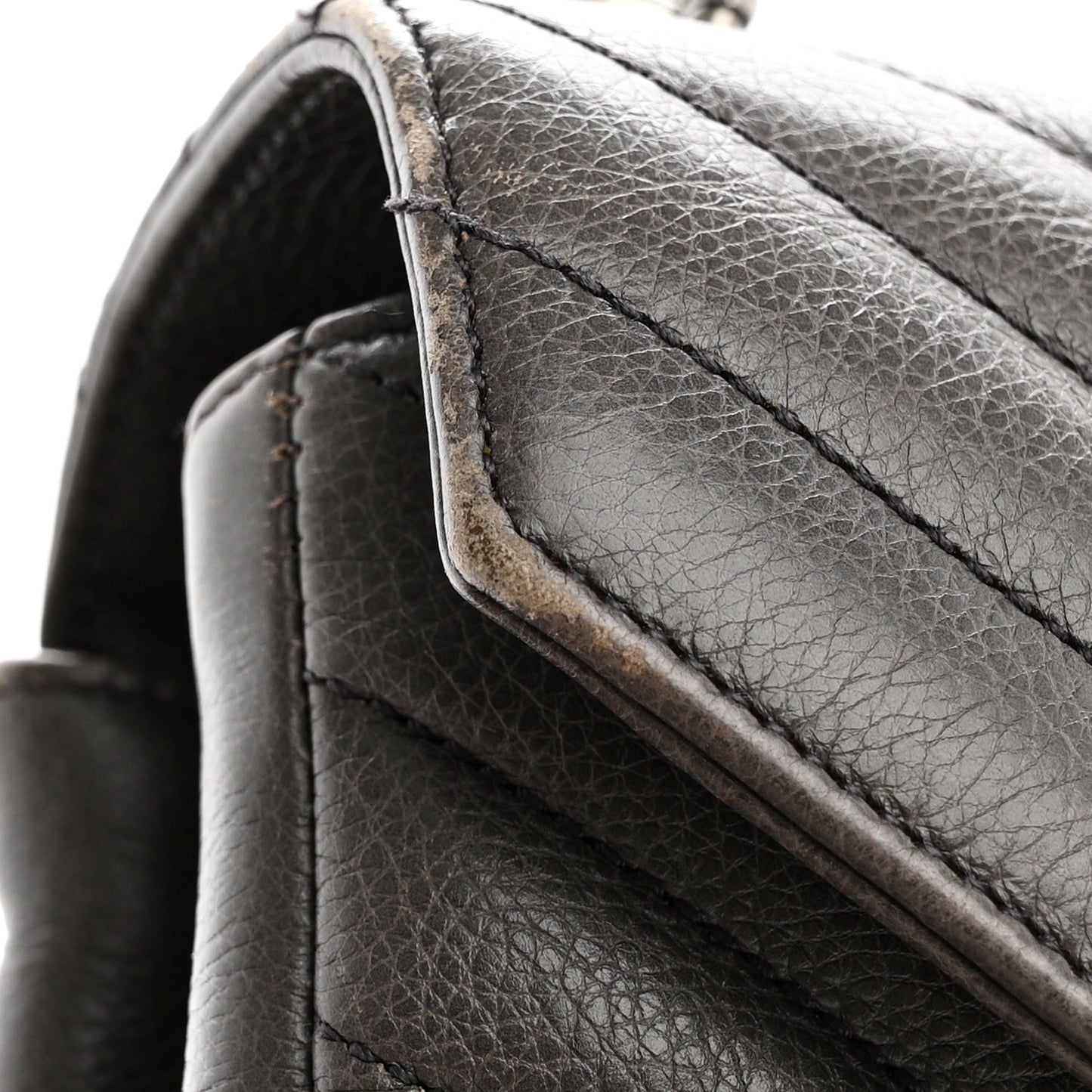 Sheepskin Matelasse Chevron Monogram Medium College Bag Grey
