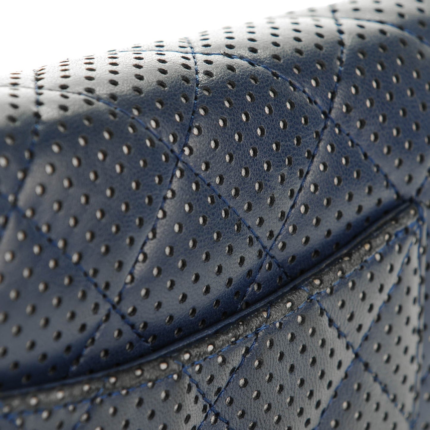 Lambskin Perforated Wallet On Chain WOC Blue