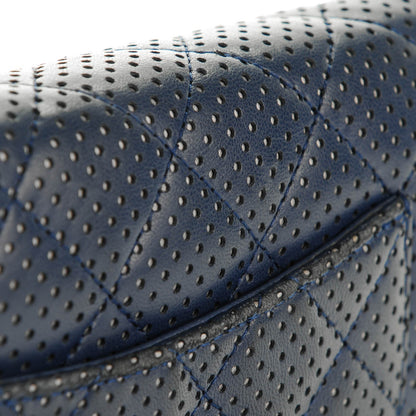 Chanel Lambskin Perforated Wallet On Chain WOC Blue 9 of 9
