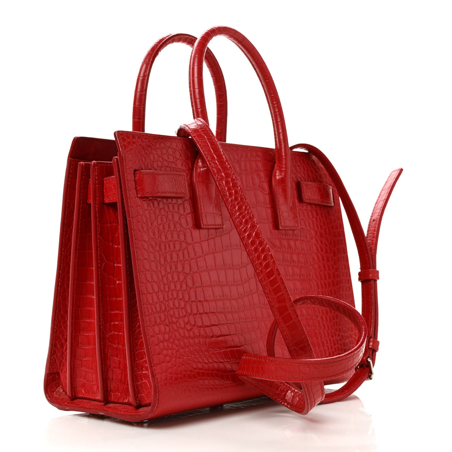 Calfskin Crocodile Embossed Baby Sac De Jour Red