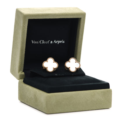 Van Cleef & Arpels 18K Yellow Gold Mother of Pearl Vintage Alhambra Earrings 6 of 6