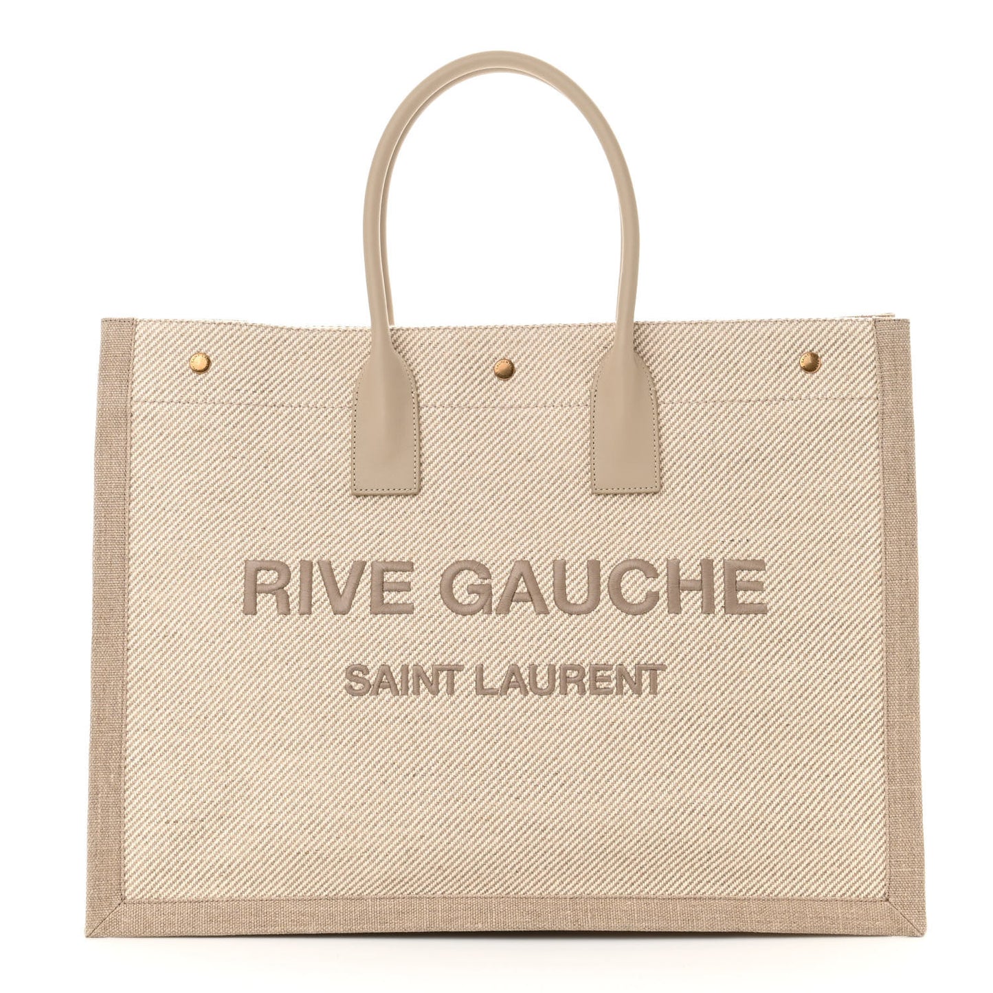 Linen Calfskin Rive Gauche Tote Beige Sea Salt